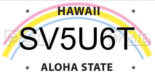 SV5U6T Hawaii License Plate