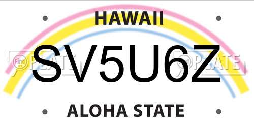 SV5U6Z Hawaii License Plate