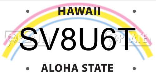 SV8U6T Hawaii License Plate