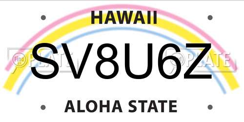 SV8U6Z Hawaii License Plate