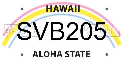 SVB205 Hawaii License Plate