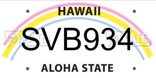 SVB934 Hawaii License Plate