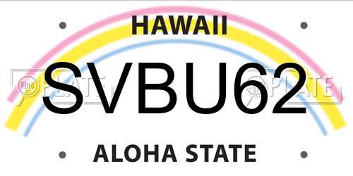 SVBU62 Hawaii License Plate