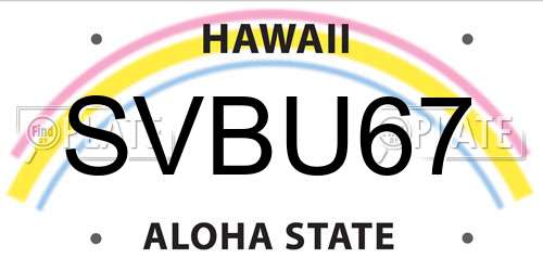 SVBU67 Hawaii License Plate