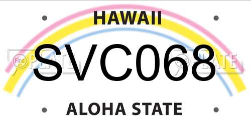 SVC068 Hawaii License Plate