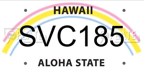 SVC185 Hawaii License Plate