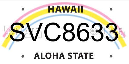 SVC8633 Hawaii License Plate