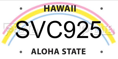 SVC925 Hawaii License Plate