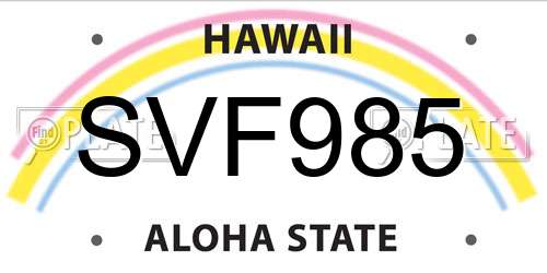 SVF985 Hawaii License Plate