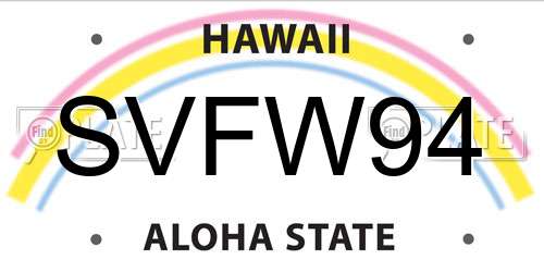 SVFW94 Hawaii License Plate
