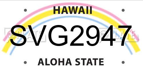 SVG2947 Hawaii License Plate