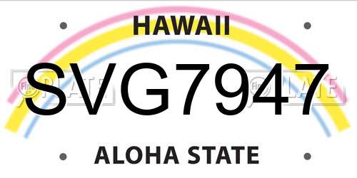 SVG7947 Hawaii License Plate