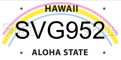 SVG952 Hawaii License Plate