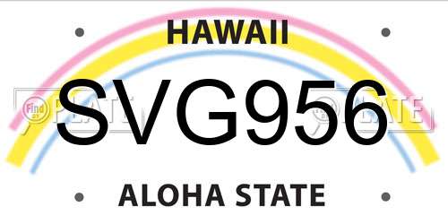 SVG956 Hawaii License Plate