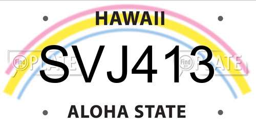 SVJ413 Hawaii License Plate