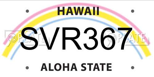 SVR367 Hawaii License Plate