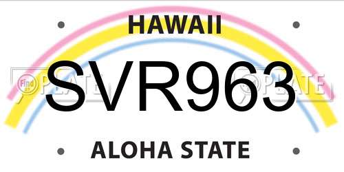 SVR963 Hawaii License Plate