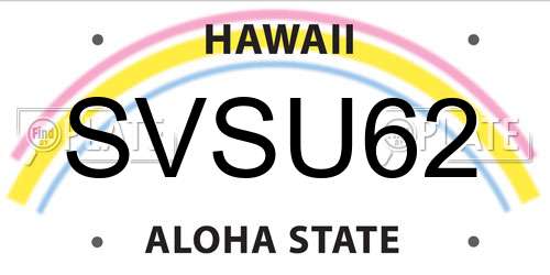SVSU62 Hawaii License Plate