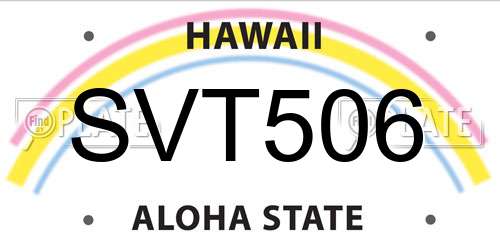 SVT506 Hawaii License Plate