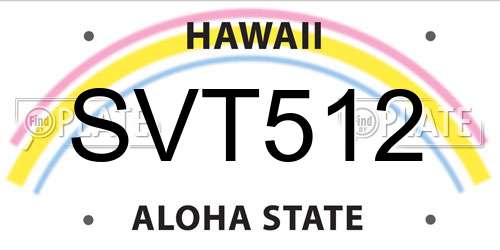 SVT512 Hawaii License Plate