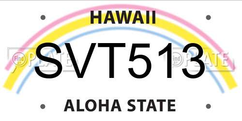 SVT513 Hawaii License Plate