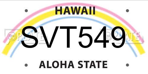 SVT549 Hawaii License Plate