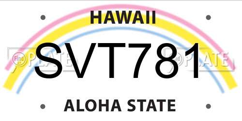SVT781 Hawaii License Plate