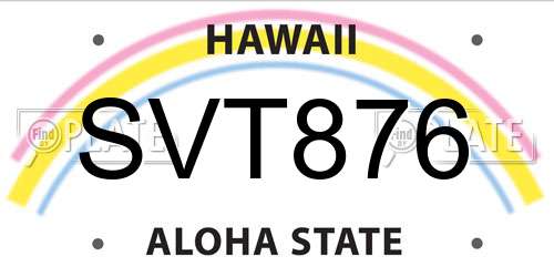 SVT876 Hawaii License Plate