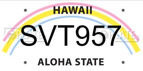 SVT957 Hawaii License Plate