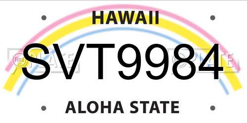 SVT9984 Hawaii License Plate