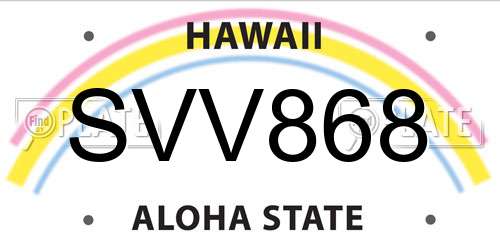 SVV868 Hawaii License Plate