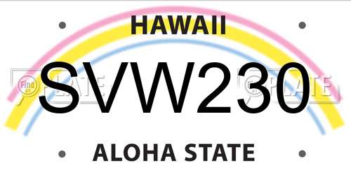 SVW230 Hawaii License Plate