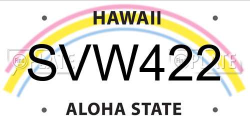 SVW422 Hawaii License Plate