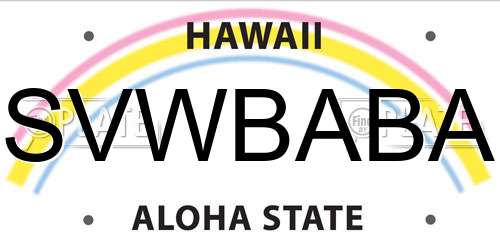 SVWBABA Hawaii License Plate