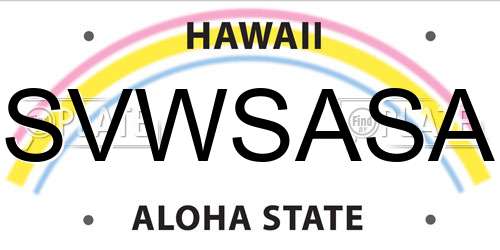 SVWSASA Hawaii License Plate