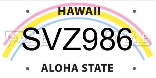 SVZ986 Hawaii License Plate