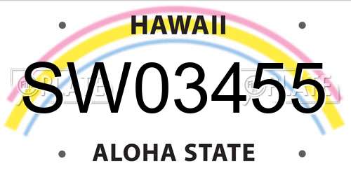 SW03455 Hawaii License Plate