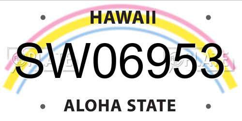 SW06953 Hawaii License Plate