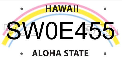 SW0E455 Hawaii License Plate