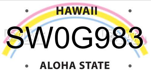 SW0G983 Hawaii License Plate