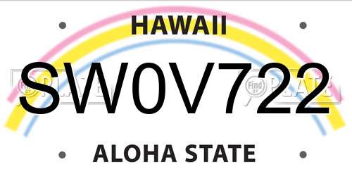 SW0V722 Hawaii License Plate