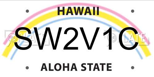SW2V1C Hawaii License Plate