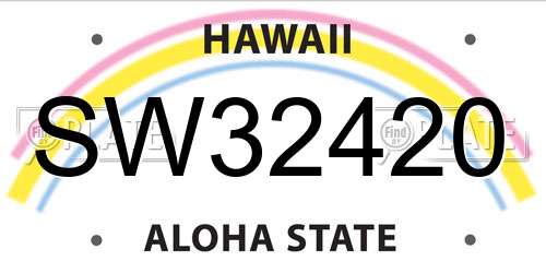 SW32420 Hawaii License Plate