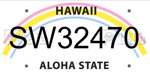 SW32470 Hawaii License Plate
