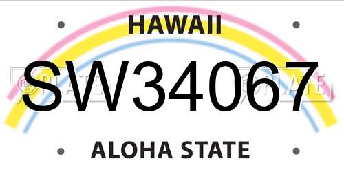 SW34067 Hawaii License Plate