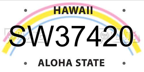 SW37420 Hawaii License Plate