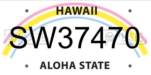 SW37470 Hawaii License Plate
