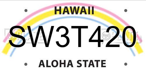 SW3T420 Hawaii License Plate