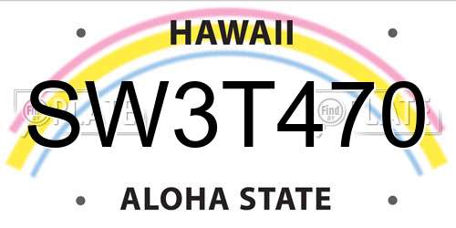 SW3T470 Hawaii License Plate
