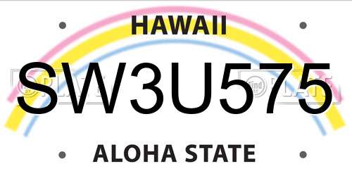 SW3U575 Hawaii License Plate
